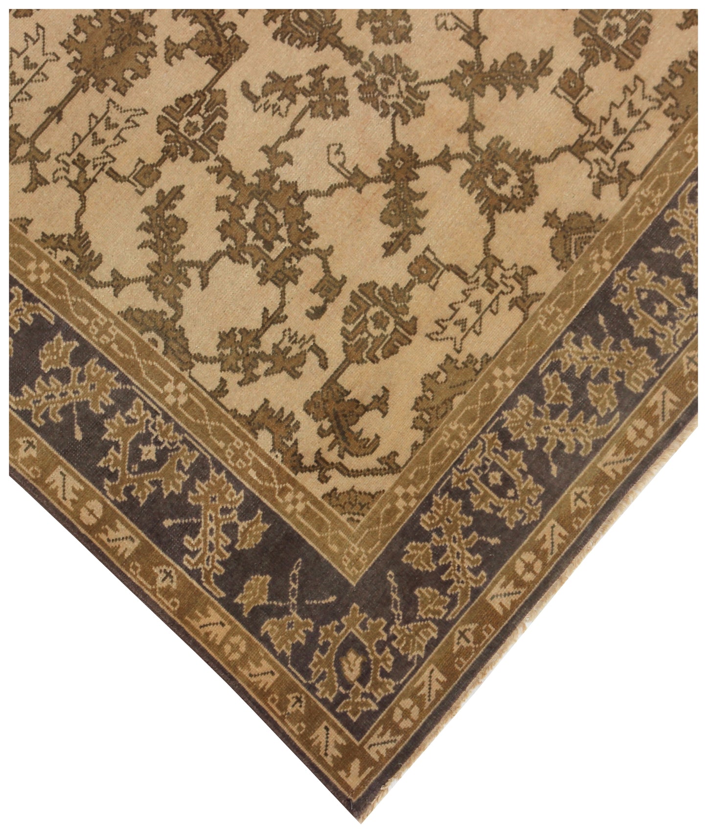 Antique Style Vintage Look Oushak Floral Hand Knotted Beige Brown 8x10 Wool Area Rug