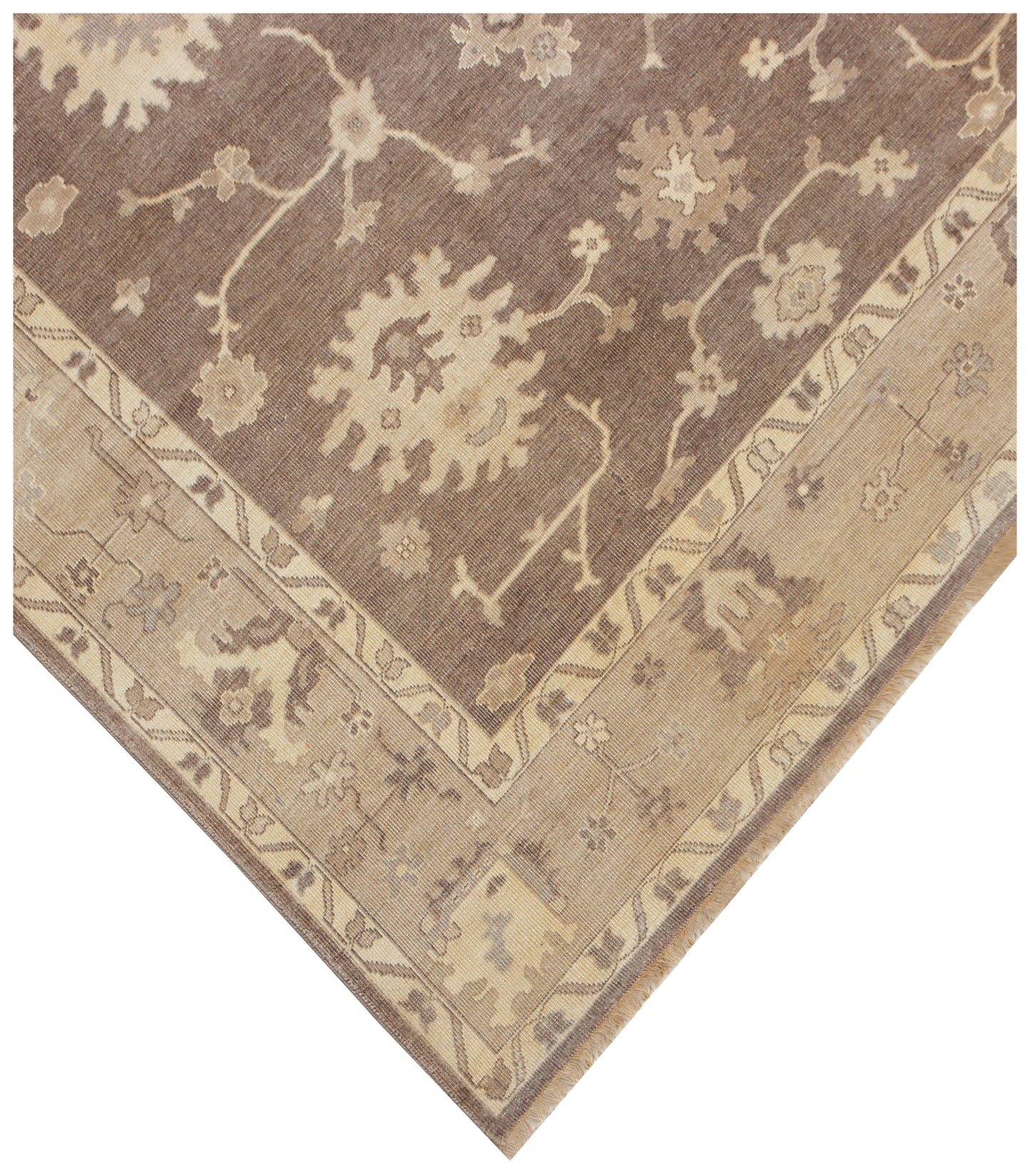 Oriental Oushak Hand Knotted Brown Beige 8x10 Wool Area Rug - Vintage Style Antique Look