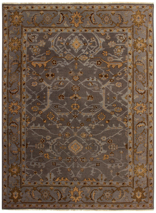 Oriental Oushak Hand Knotted Grey Gold 8x10 Wool Area Rug - Vintage Style Antique Look