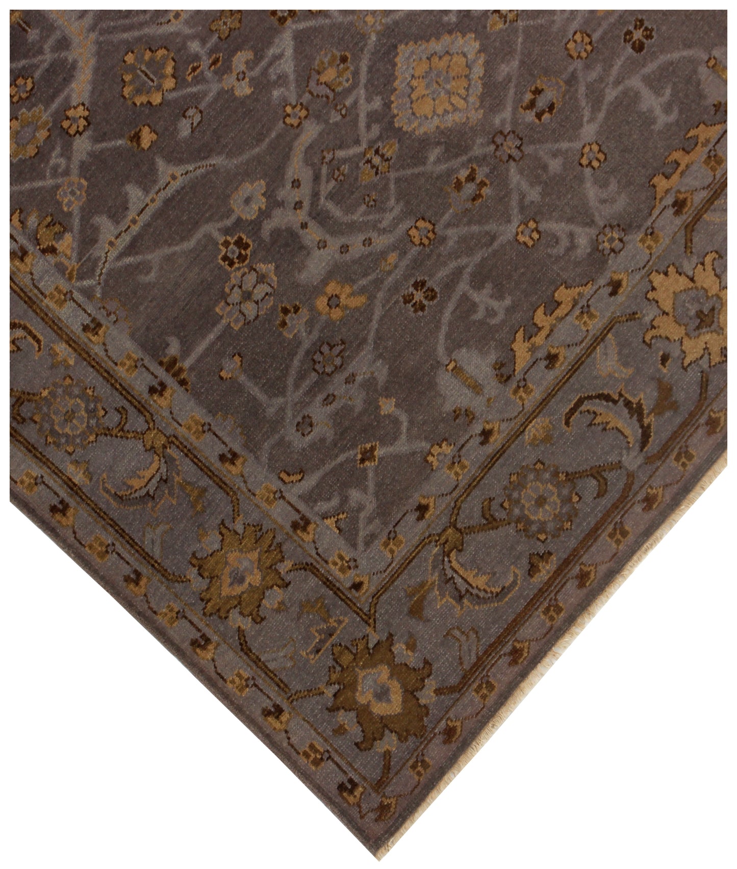 Oriental Oushak Hand Knotted Grey Gold 8x10 Wool Area Rug - Vintage Style Antique Look