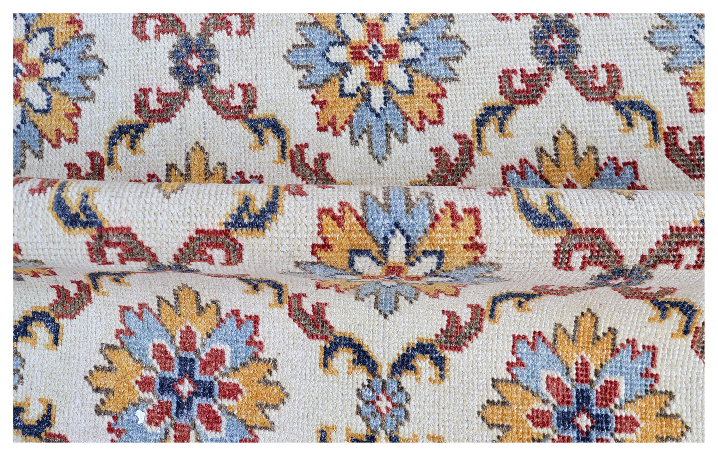 Ivory Rust Gold Kazak Geometric Star Rosette Trellis Wool Hand Knotted Traditional 8x10 Area Rug