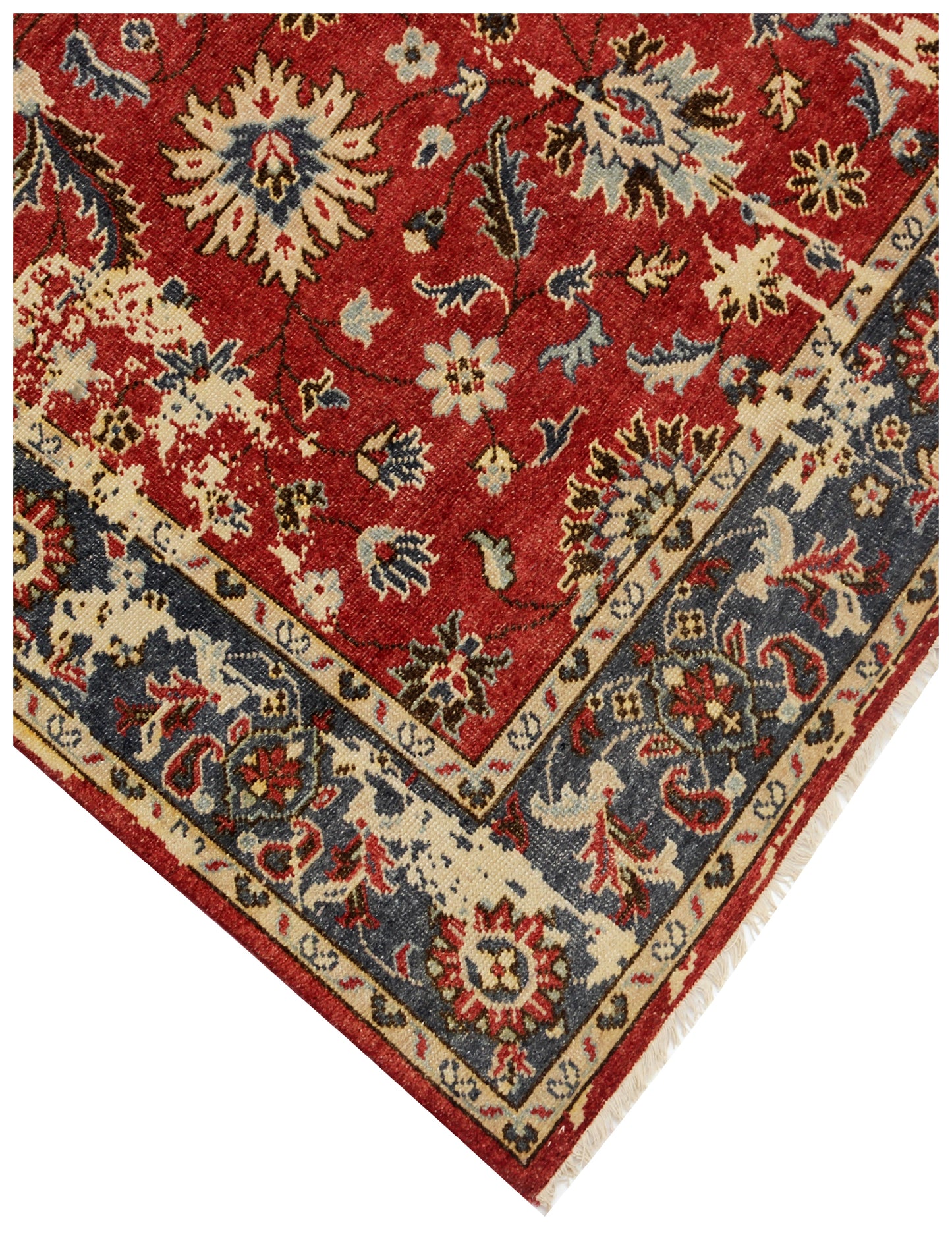 Vintage Antique Red Navy Blue 8x10 Hand Knotted Wool Area Rug - Persian Floral Style