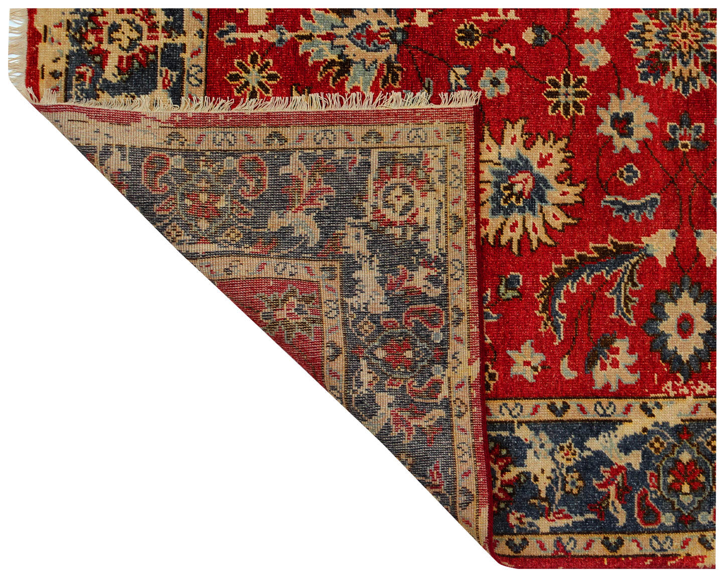 Vintage Antique Red Navy Blue 8x10 Hand Knotted Wool Area Rug - Persian Floral Style
