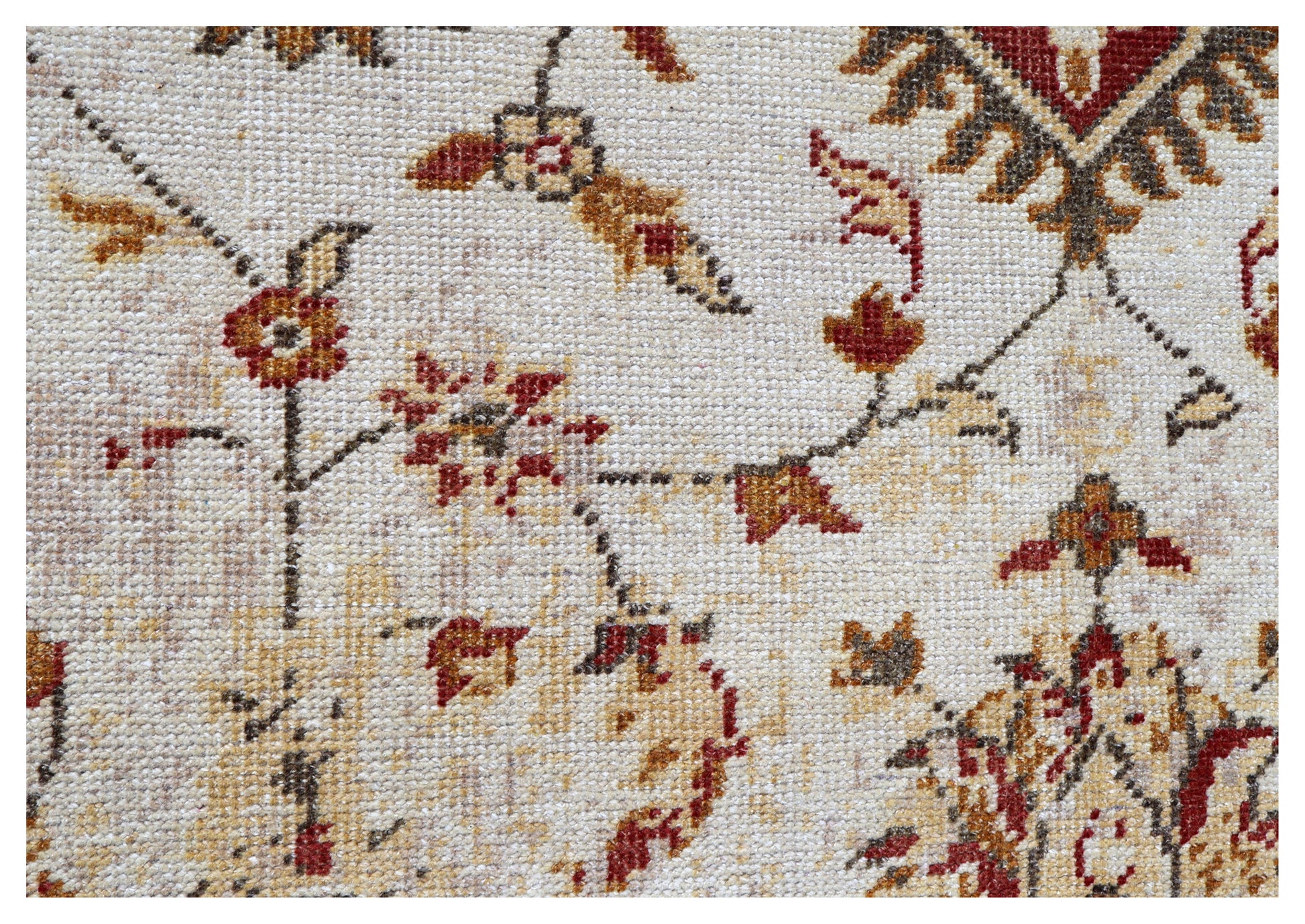 Ivory Red Green Ziegler Floral Medallion Wool Viscose Hand Knotted Vintage 8x10 Area Rug