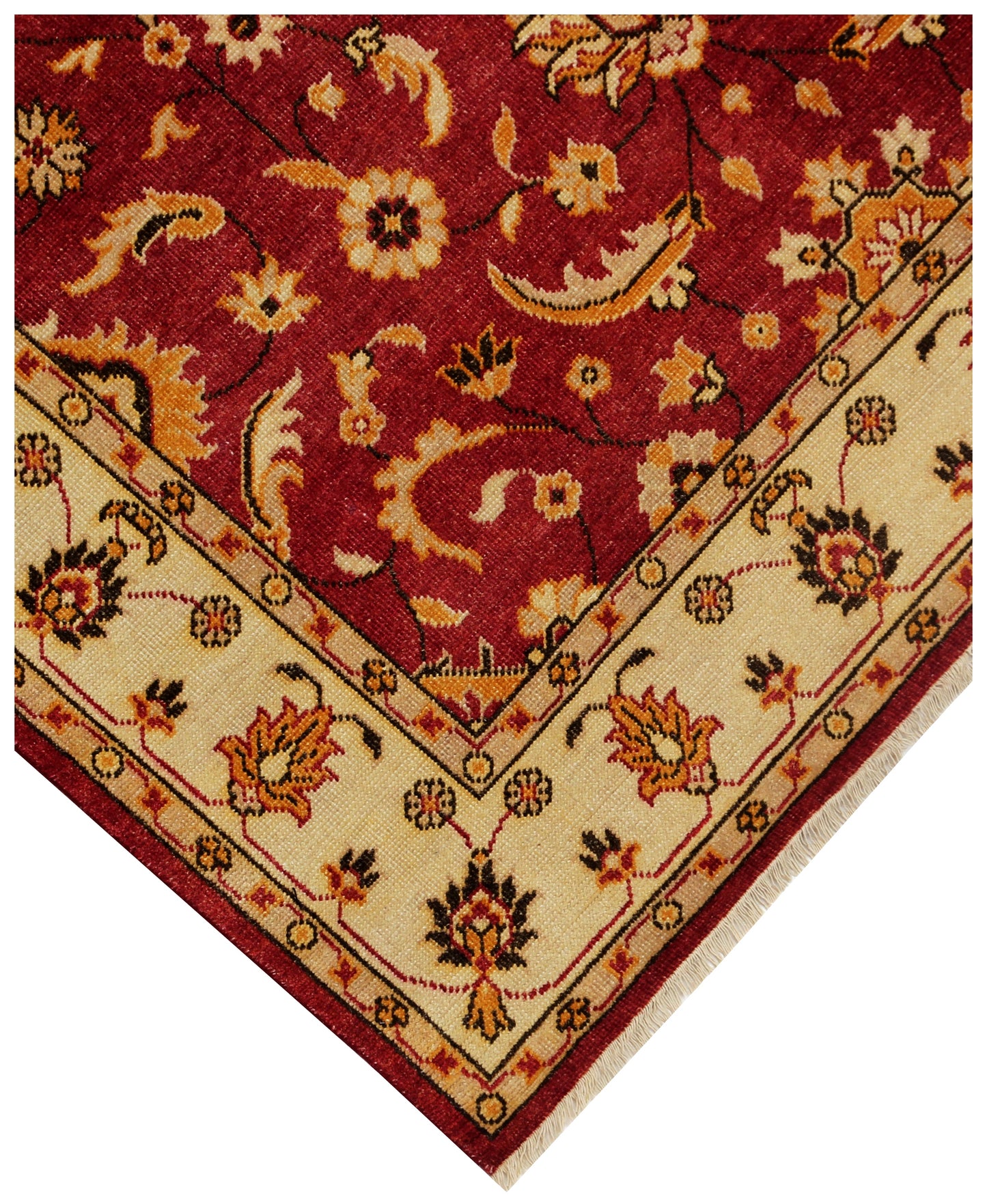 Traditional Persian Floral Hand Knotted Red Ivory 8x10 Wool Area Rug