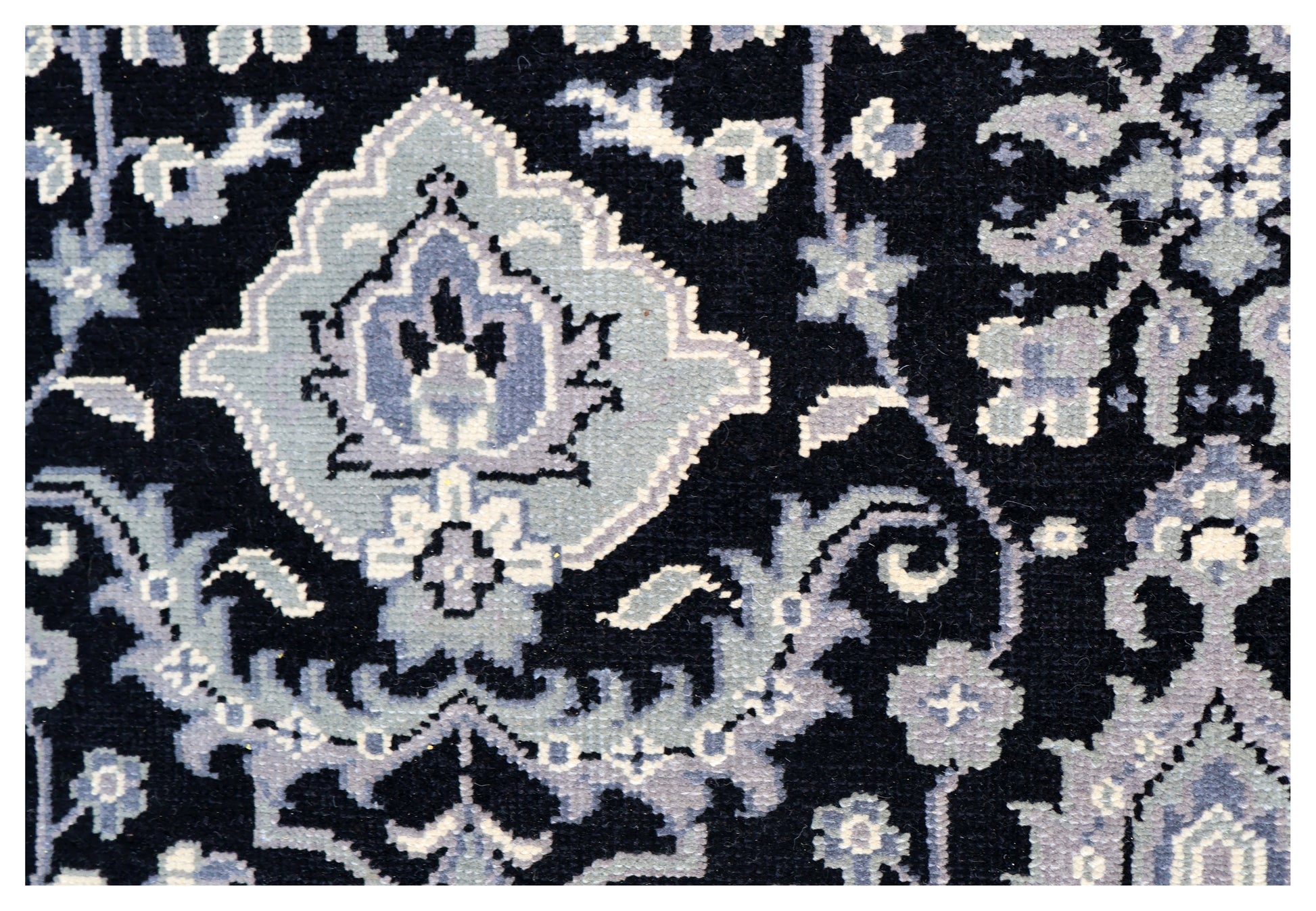 Black Grey Ivory Toushak Floral Arabesque Wool Hand Knotted Traditional 8x10 Area Rug