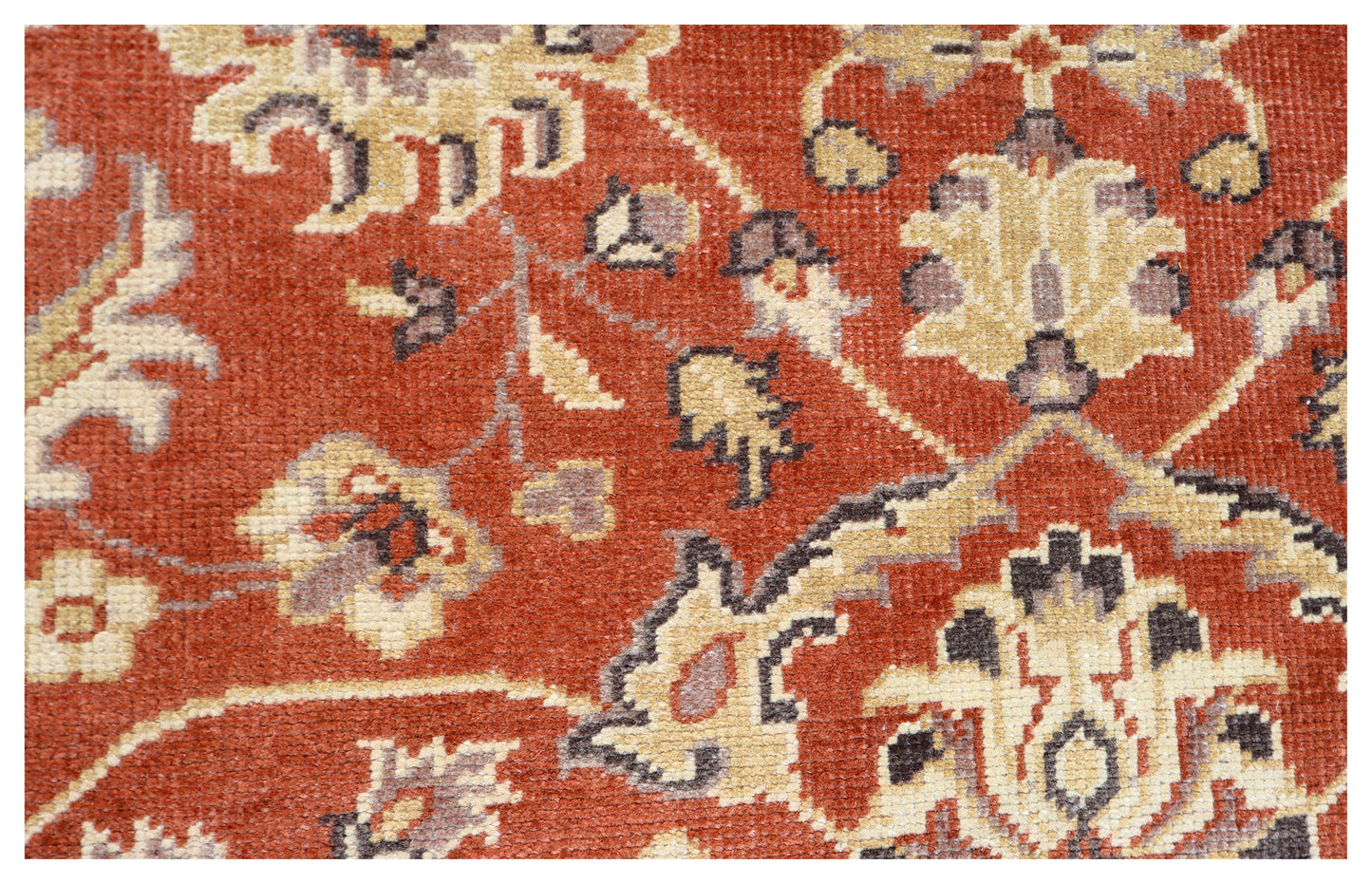 Rust Red Ivory Gold Toushak Floral Vine Wool Hand Knotted Vintage 8x10 Area Rug