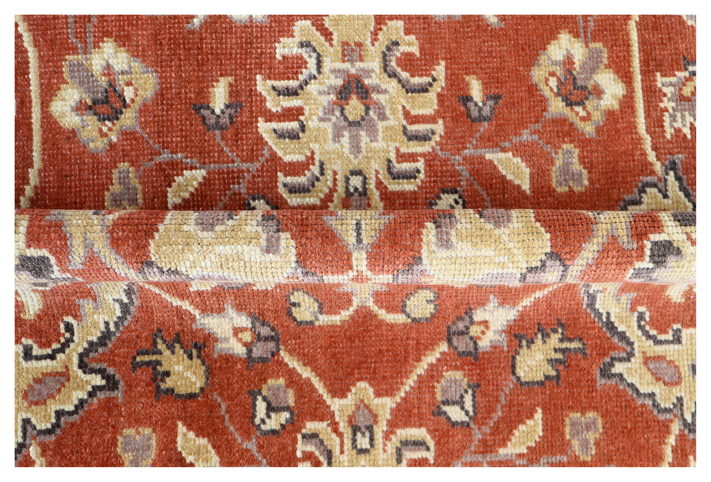 Rust Red Ivory Gold Toushak Floral Vine Wool Hand Knotted Vintage 8x10 Area Rug