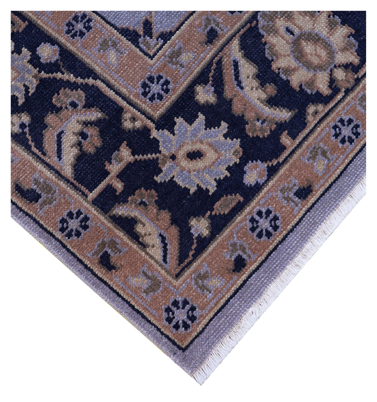 Slate Blue Navy Gold Toushak Floral Wool Hand Knotted Antique Vintage 8x10 Area Rug