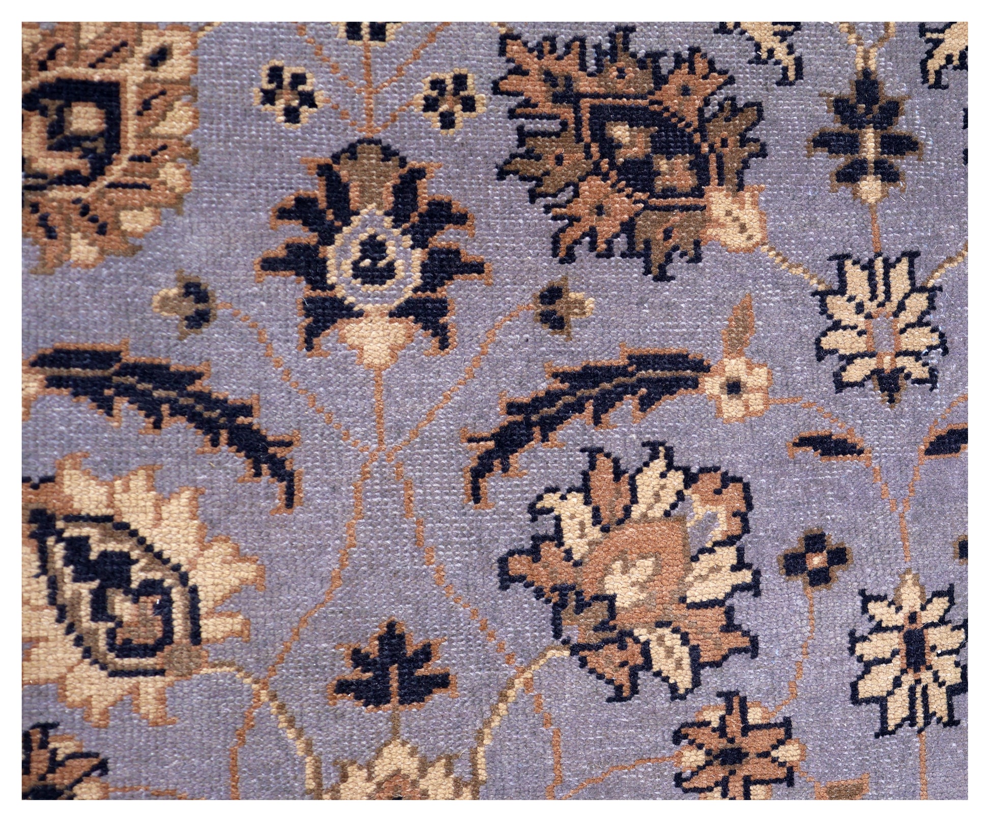 Slate Blue Navy Gold Toushak Floral Wool Hand Knotted Antique Vintage 8x10 Area Rug