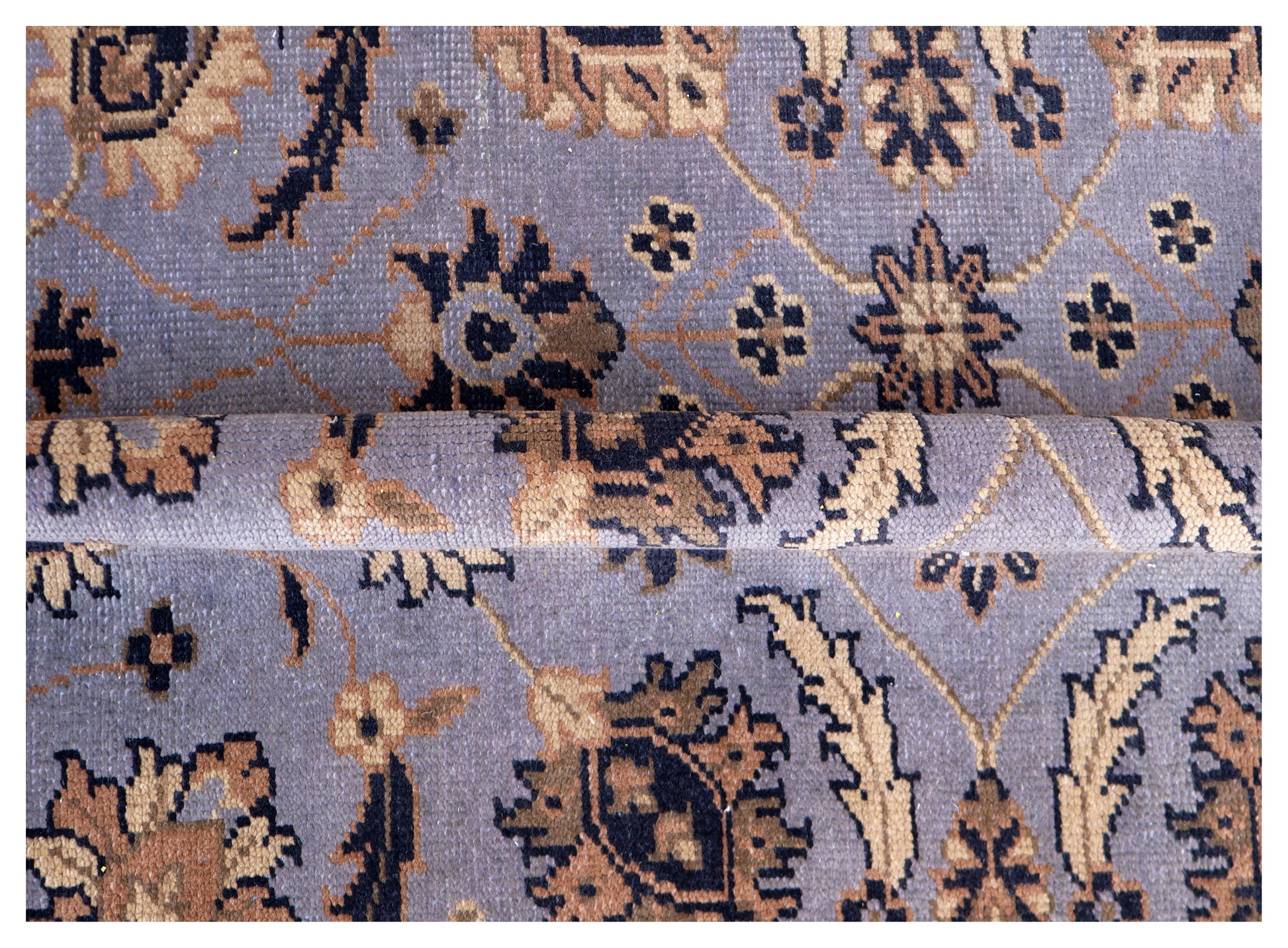 Slate Blue Navy Gold Toushak Floral Wool Hand Knotted Antique Vintage 8x10 Area Rug