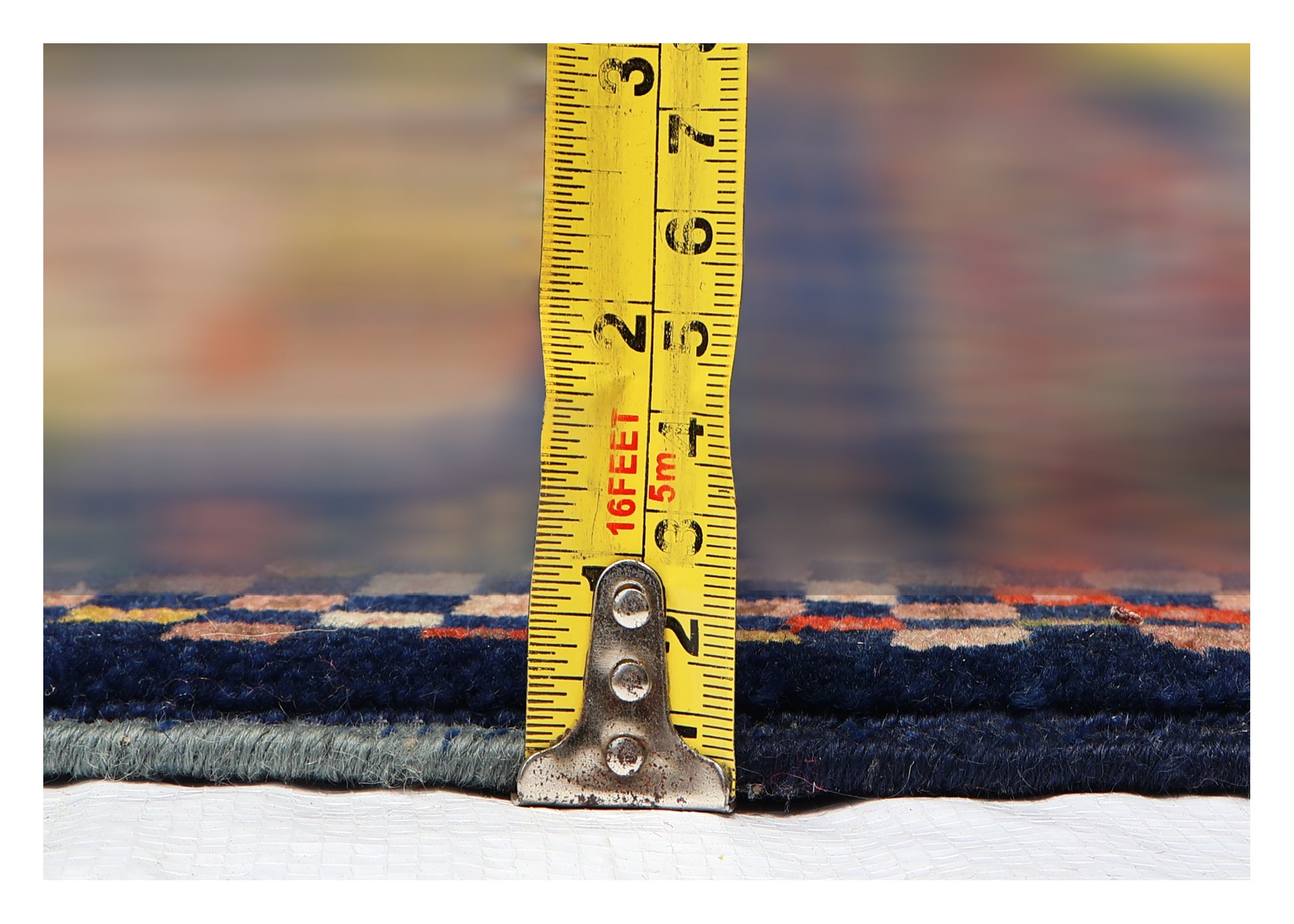 Midnight Navy Blue Gabbeh Patchwork Panel Multicolour Folk Art Hand Knotted Wool Area Rug