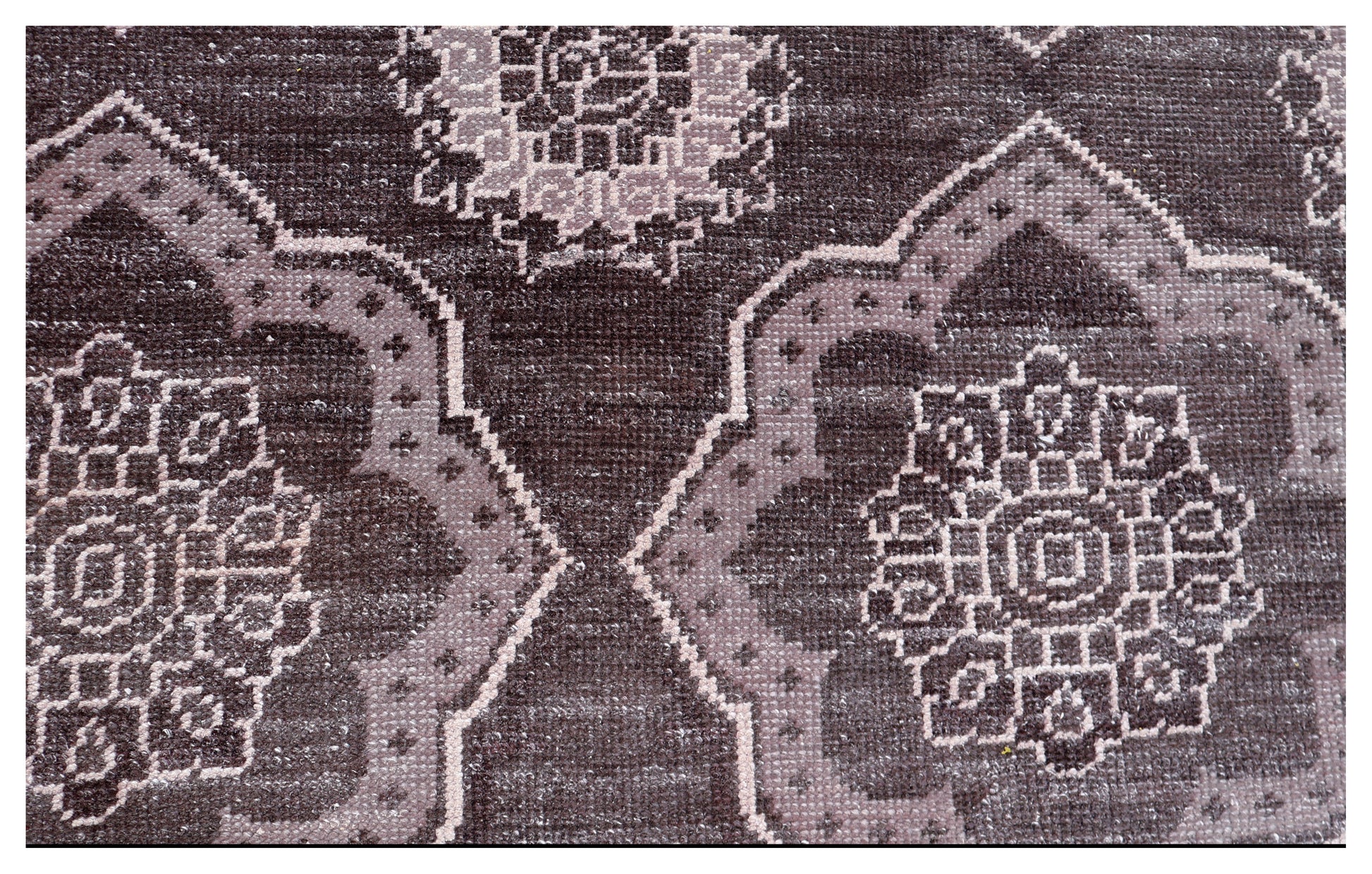 Purple Ivory Geometric Medallion Wool Viscose Hand Knotted Modern 8x10 Area Rug