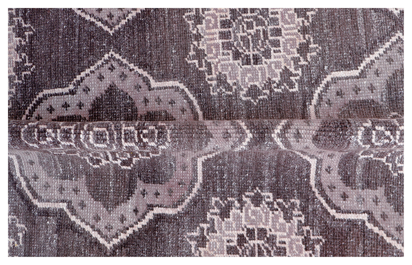 Purple Ivory Geometric Medallion Wool Viscose Hand Knotted Modern 8x10 Area Rug