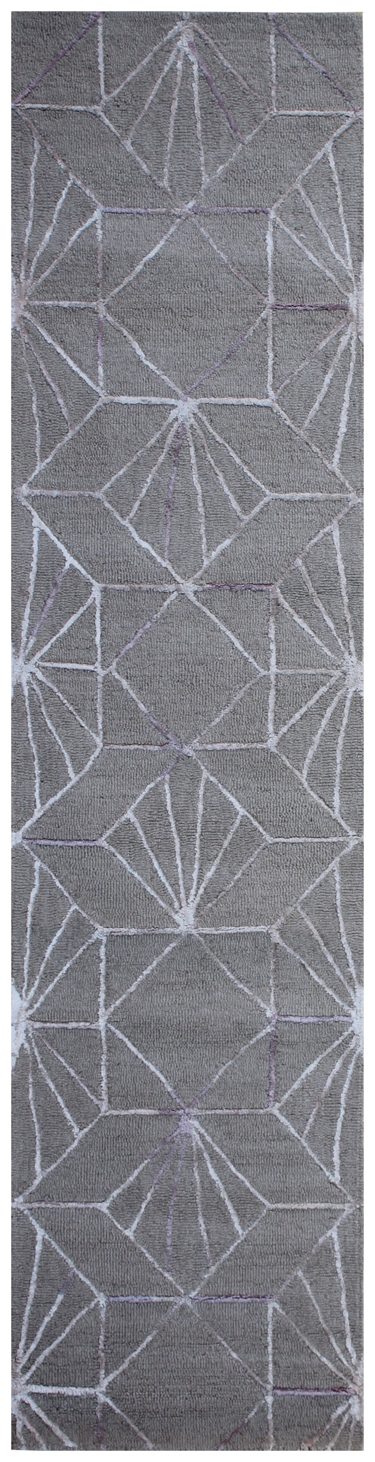 Grey Geometric Star Design Hand Tufted Wool Rug Cut Pile Contemporary 2x3 to 12x15 - Bulk Manufacturing Orders