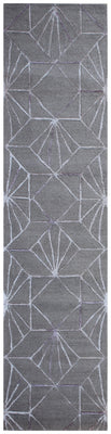 Grey Geometric Star Panel Hand Tufted Wool Rug Cut Pile Contemporary 2x3 to 12x15
