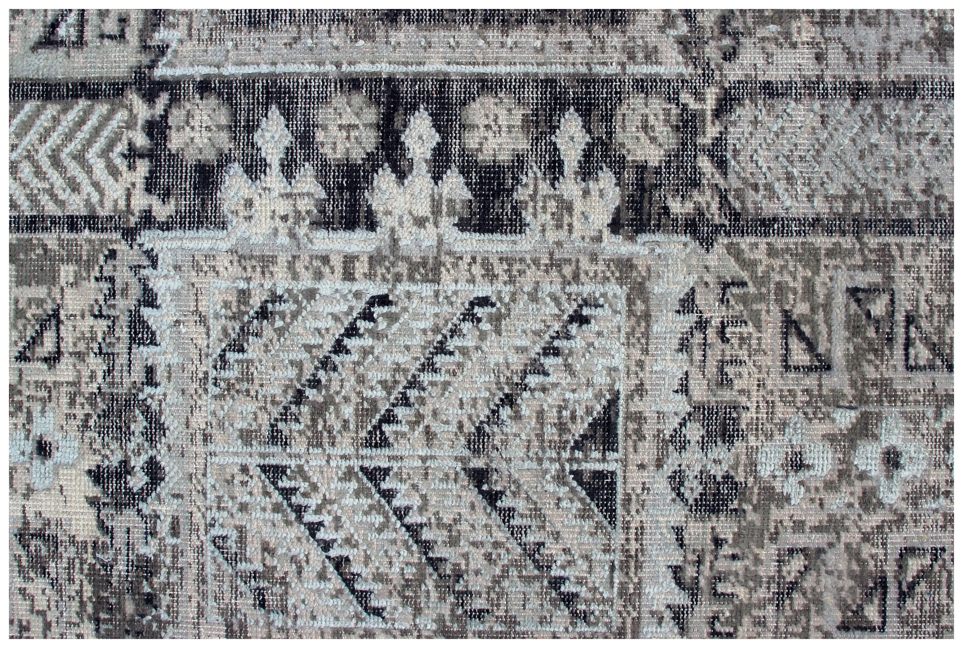 Tribal Medallion Hand Knotted Rug 8x10 - Grey Charcoal Vintage Distressed 45 KPSI Bhadohi Rugs