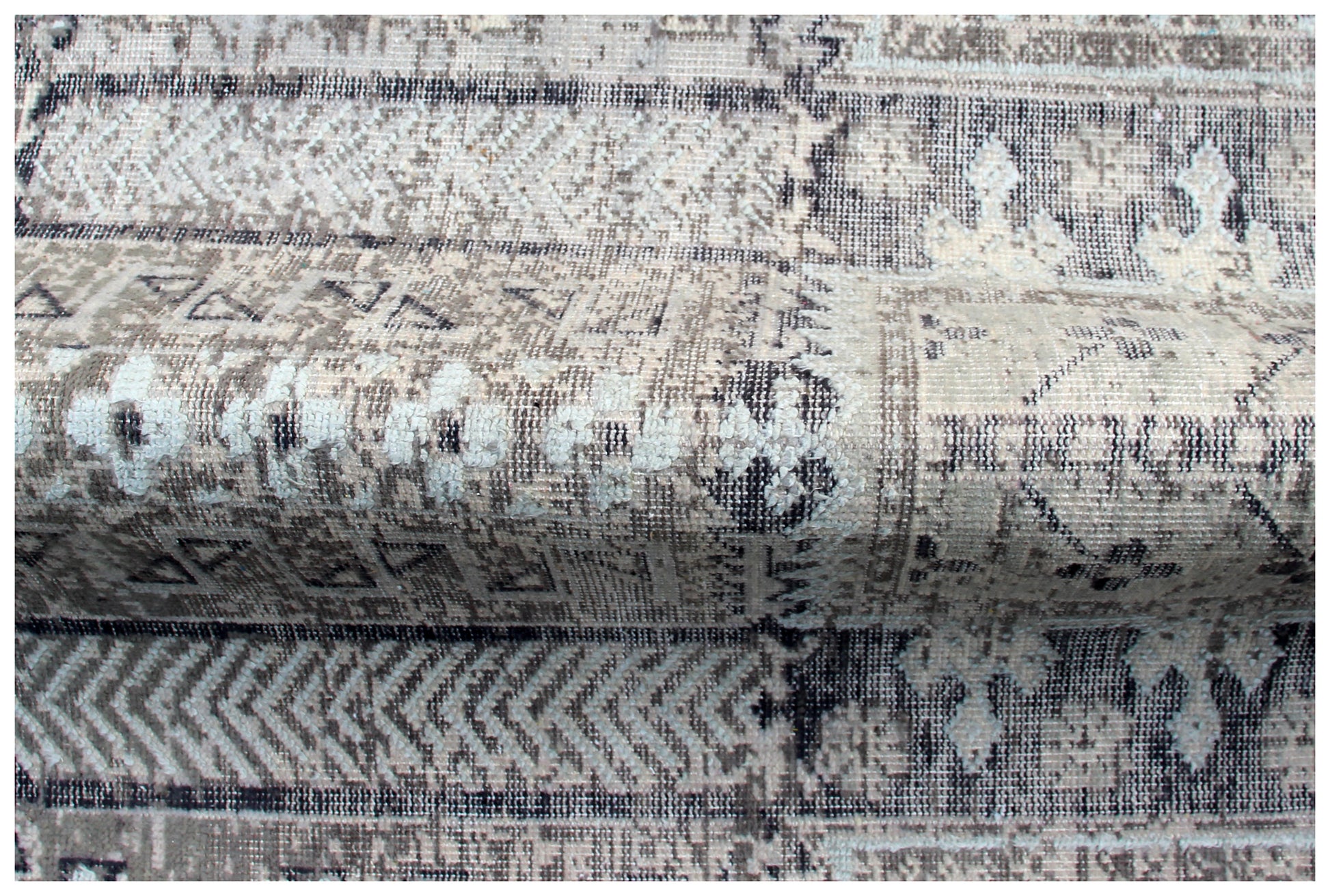 Tribal Medallion Hand Knotted Rug 8x10 - Grey Charcoal Vintage Distressed 45 KPSI Bhadohi Rugs