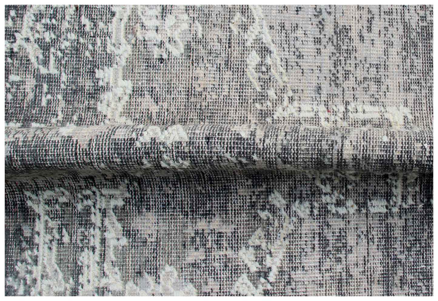 Artisan Hand Knotted Rug 7.6x9.6 - Grey Charcoal Teal Vintage Tribal 45 KPSI Bhadohi Rugs