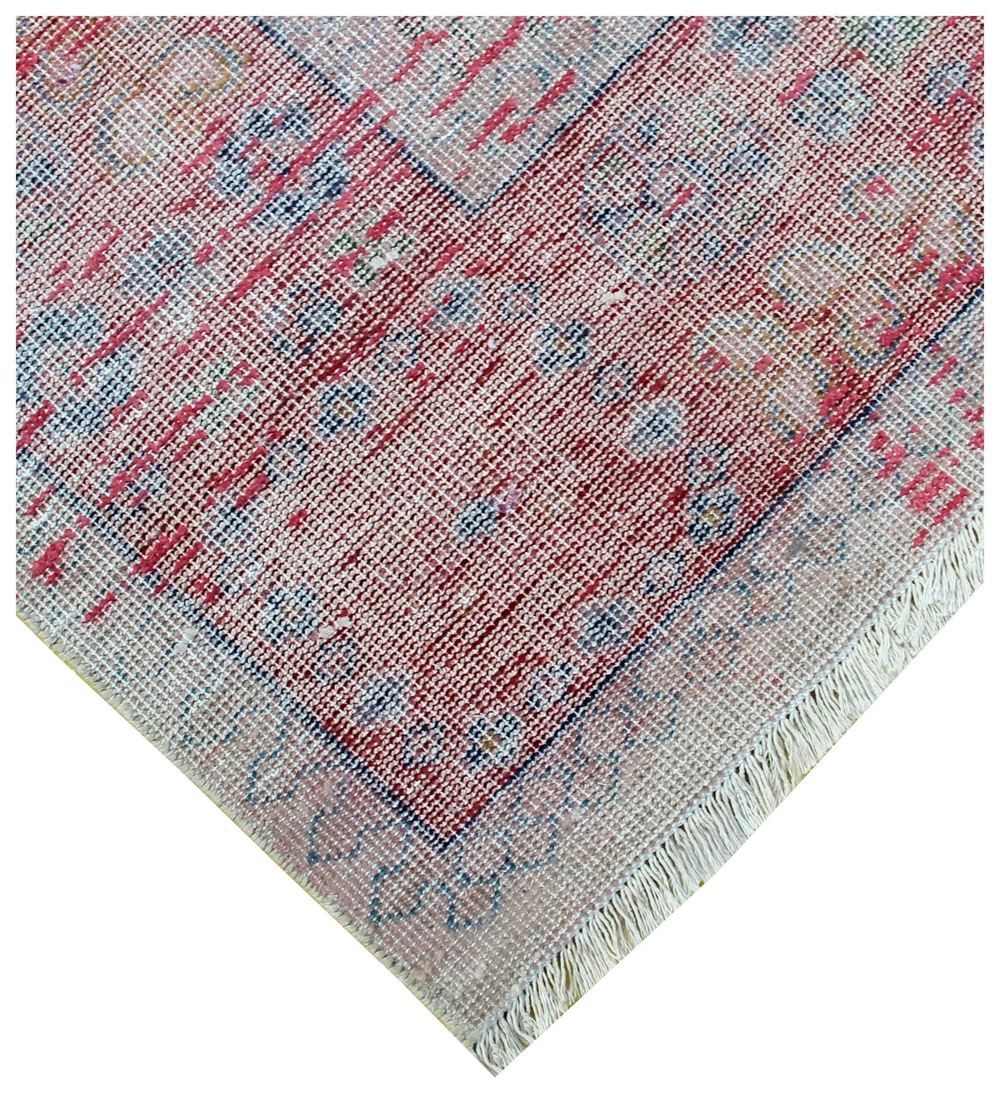 Traditional Medallion Hand Knotted Rug 8x10 - Pink Red Cream Vintage 45 KPSI Bhadohi Rugs