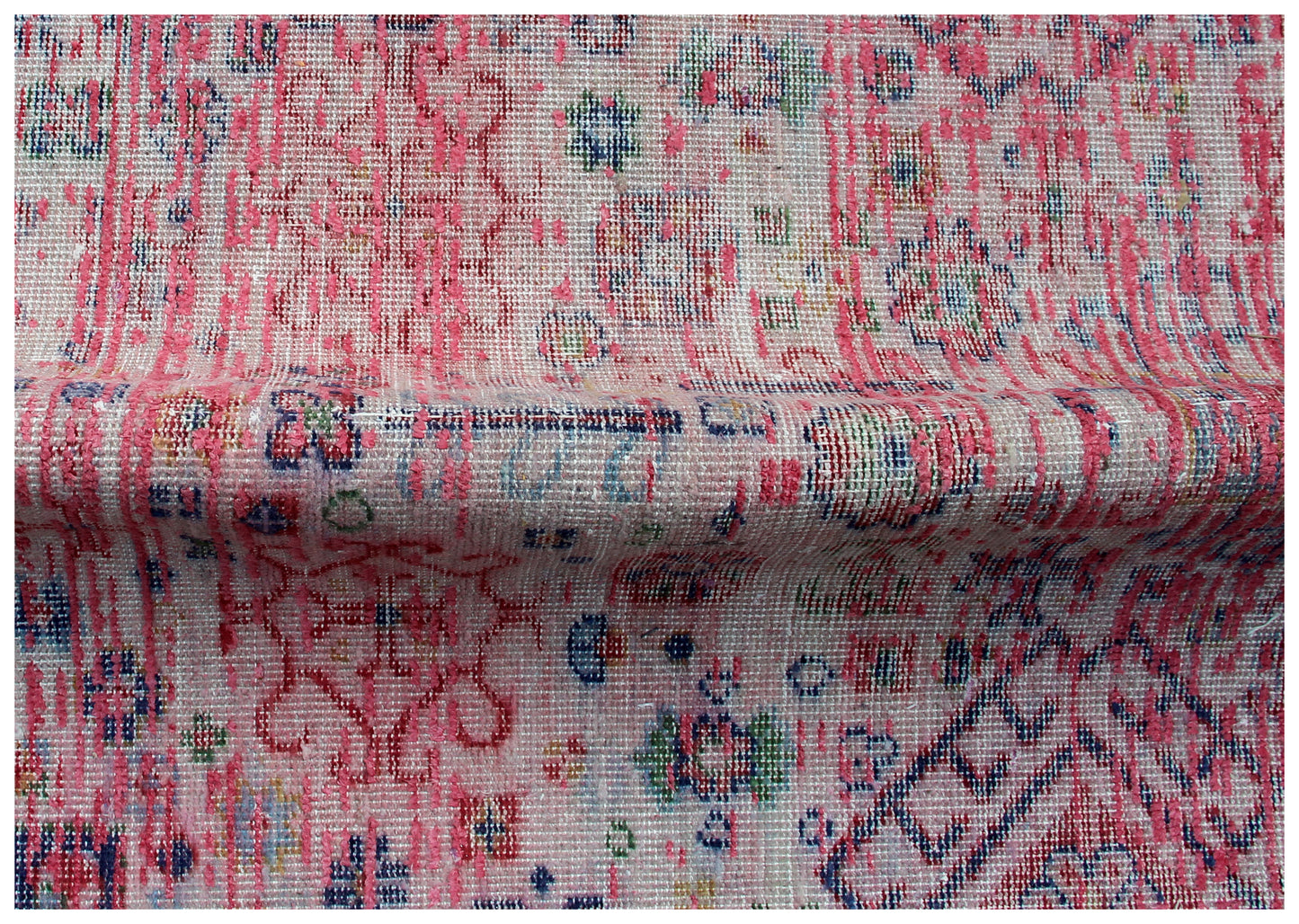 Traditional Medallion Hand Knotted Rug 8x10 - Pink Red Cream Vintage 45 KPSI Bhadohi Rugs