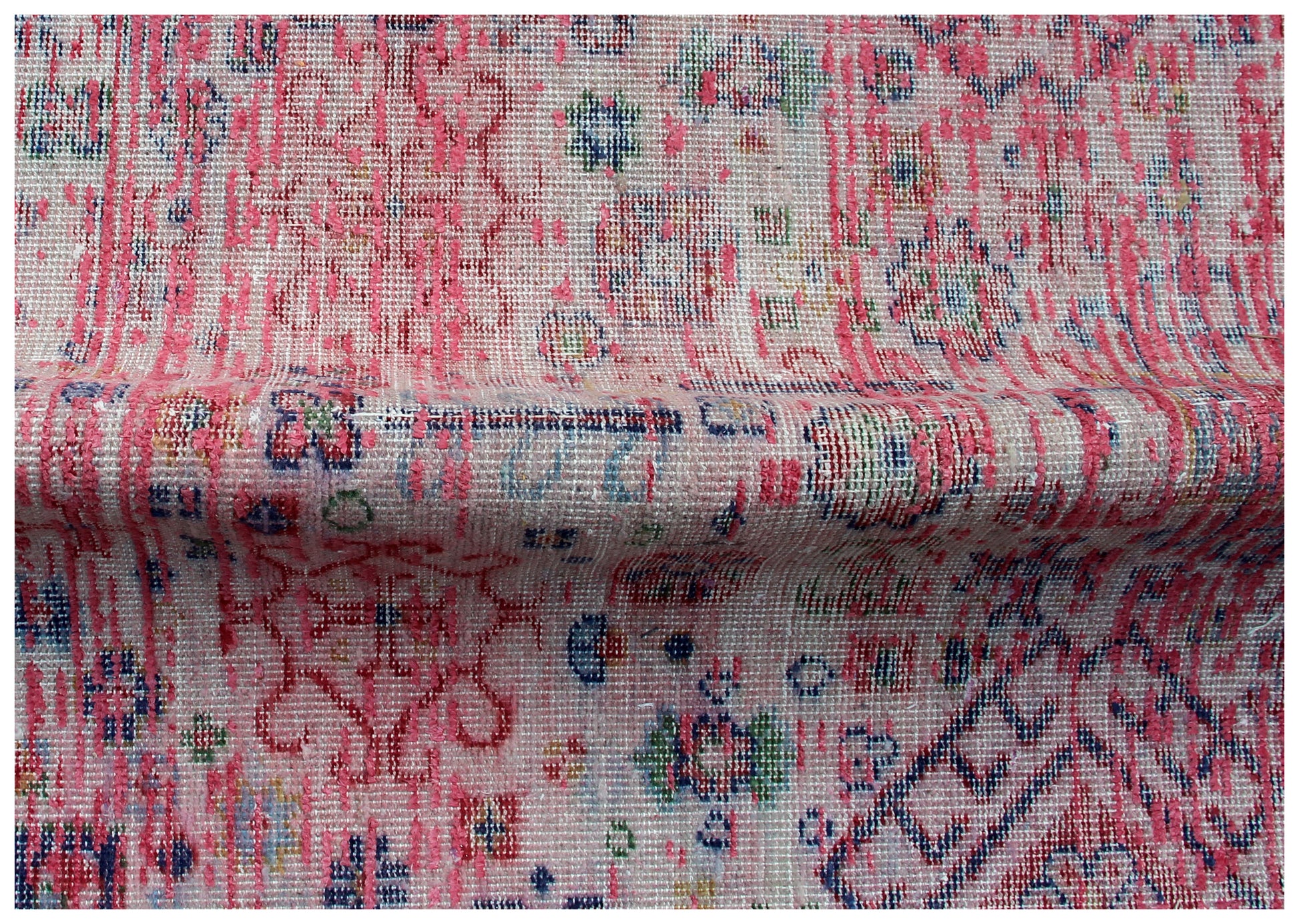 Traditional Medallion Hand Knotted Rug 8x10 - Pink Red Cream Vintage 45 KPSI Bhadohi Rugs