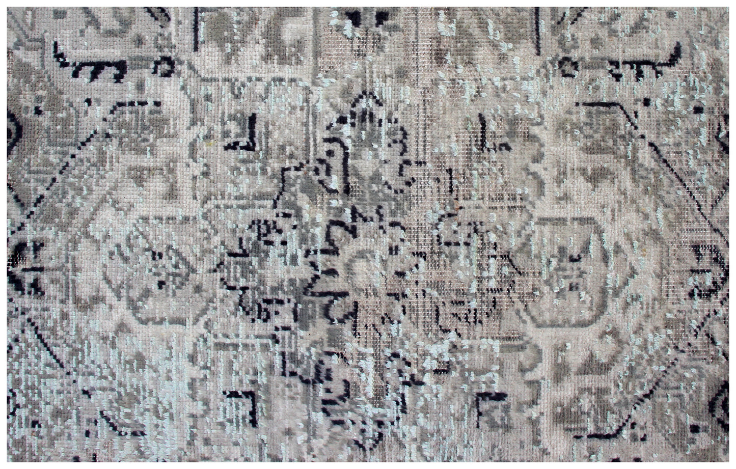 Heirloom Hand Knotted Rug 7.6x9.6 - Silver Grey Blue Vintage Medallion 45 KPSI Bhadohi Rugs