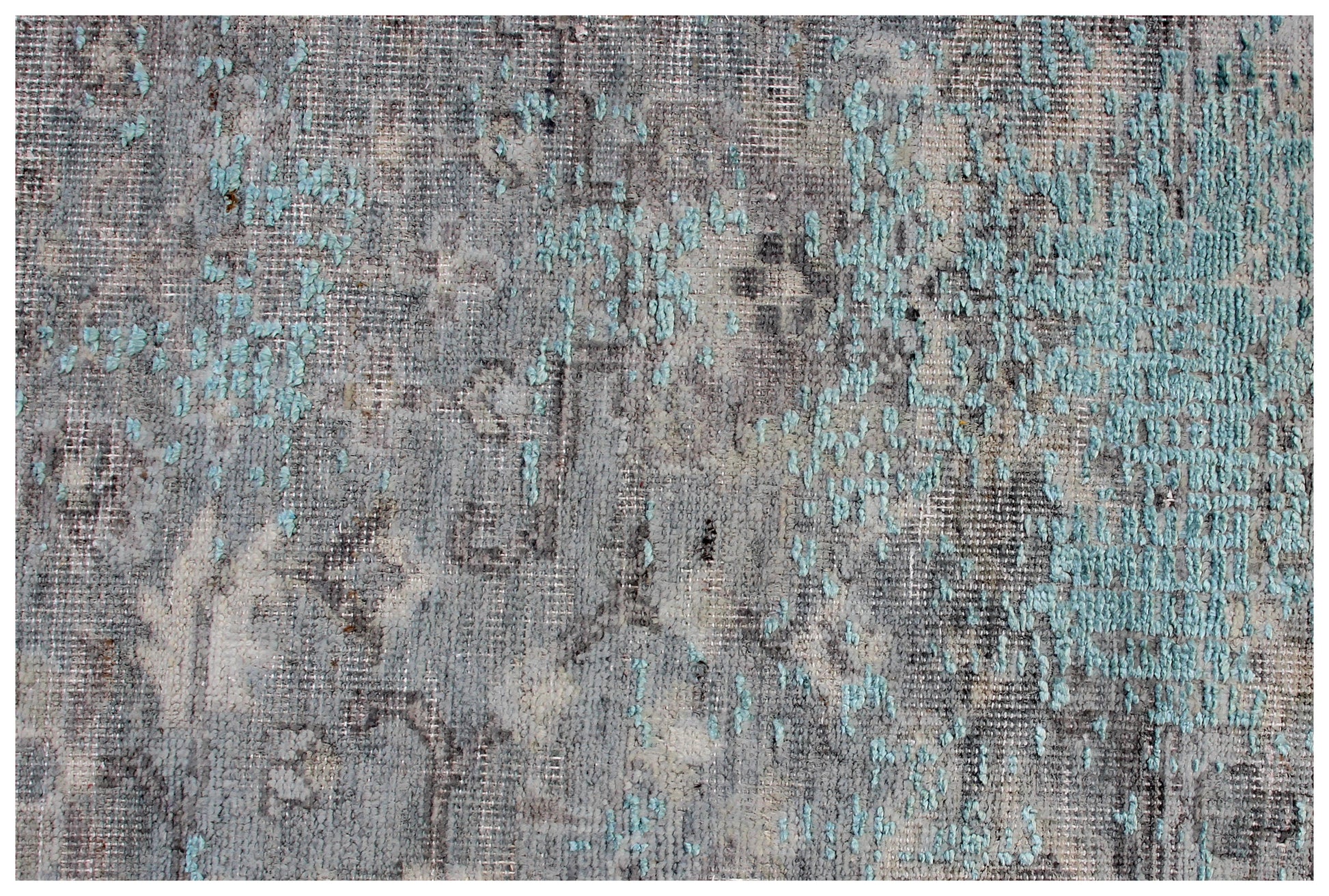 Luxury Hand Knotted Rug 7.6x9.6 - Grey Teal Beige Vintage Medallion 45 KPSI Bhadohi Rugs