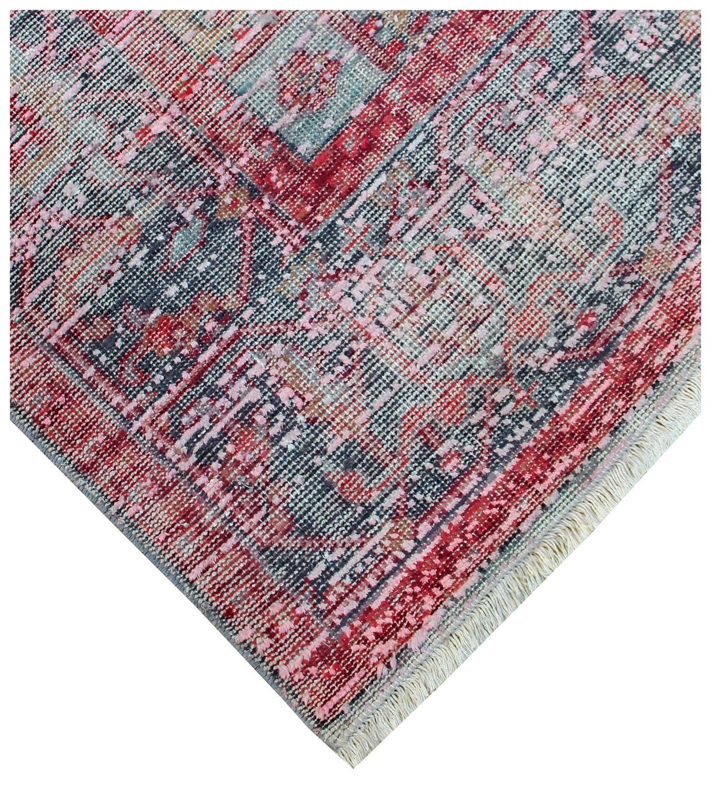 Timeless Hand Knotted Rug 7.6x9.6 - Red Pink Teal Vintage Medallion 45 KPSI Bhadohi Rugs