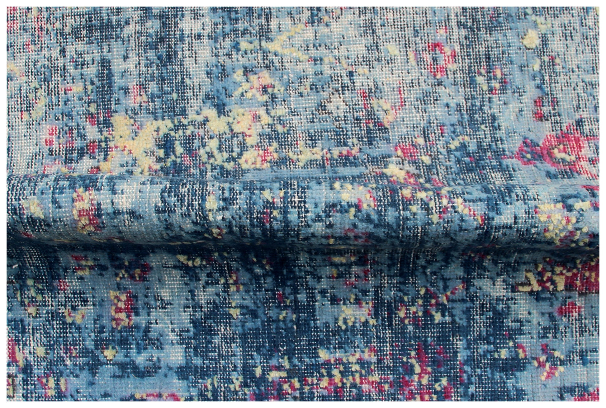 Elegant Hand Knotted Rug 8x10 - Blue Teal Pink Vintage Medallion 45 KPSI Bhadohi Rugs