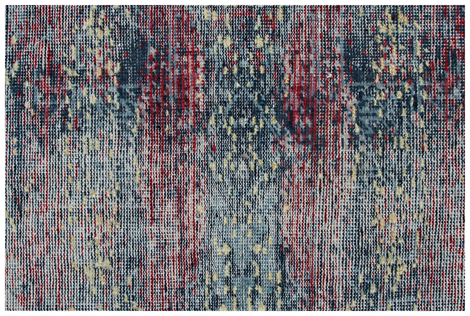 Sophisticated Hand Knotted Rug 8x10 - Blue Teal Pink Vintage Geometric 45 KPSI Bhadohi Rugs