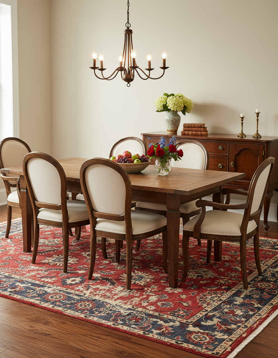 Vintage Antique Red Navy Blue 8x10 Hand Knotted Wool Area Rug - Persian Floral Style