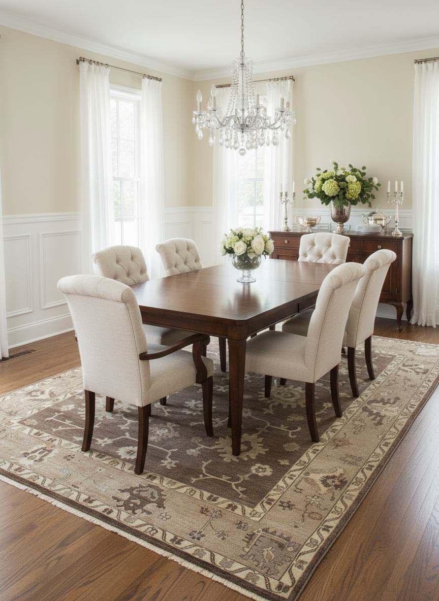 Oriental Oushak Hand Knotted Brown Beige 8x10 Wool Area Rug - Vintage Style Antique Look