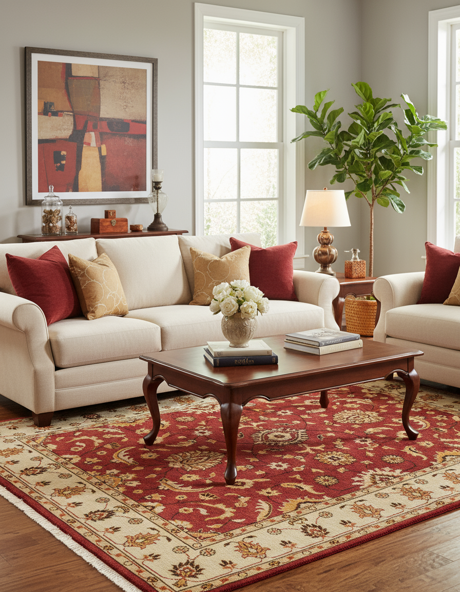 Traditional Persian Floral Hand Knotted Red Ivory 8x10 Wool Area Rug